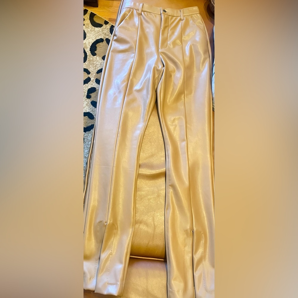 Stylish camel/tan Faux Leather Pants